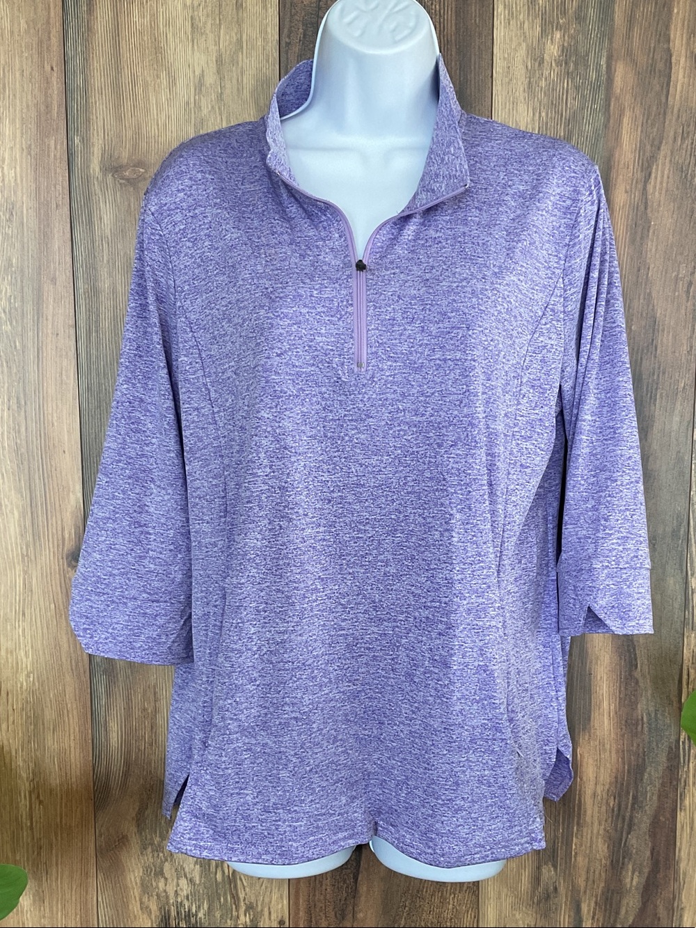 Purple Heather Quarter-Zip Pull-On Top L 179H